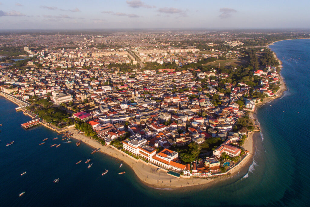 Weed in Zanzibar City aerial wide shot of zanzibar island tanzania 1