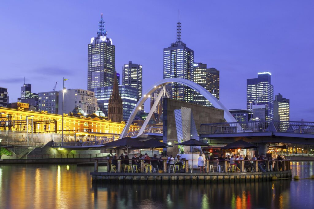 restaurant harbor skyline melbourne australia
