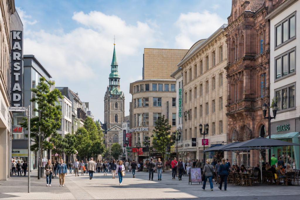 Dortmund city centre pedestrian street in Germany