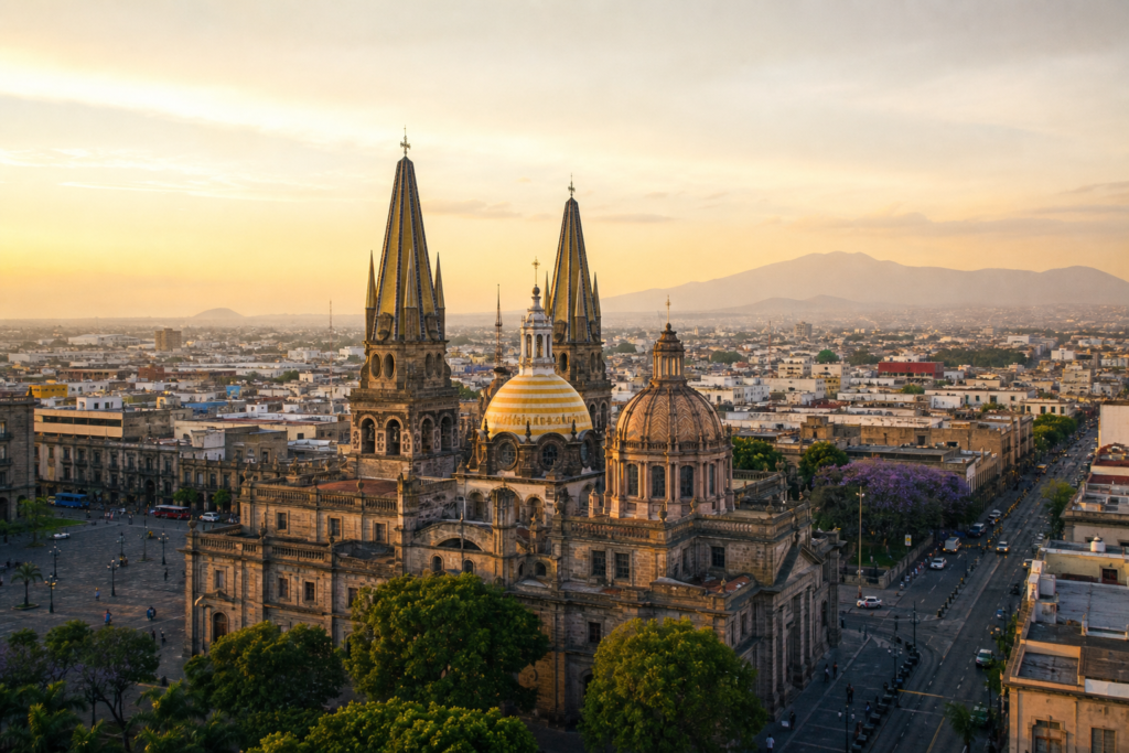 Guadalajara historic centre and skyline in Jalisco, Mexico