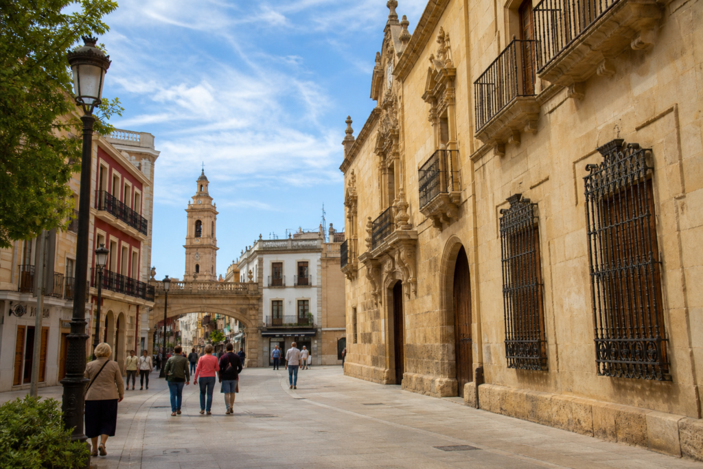Historic Albacete city street in Spain for a guide to local cannabis laws