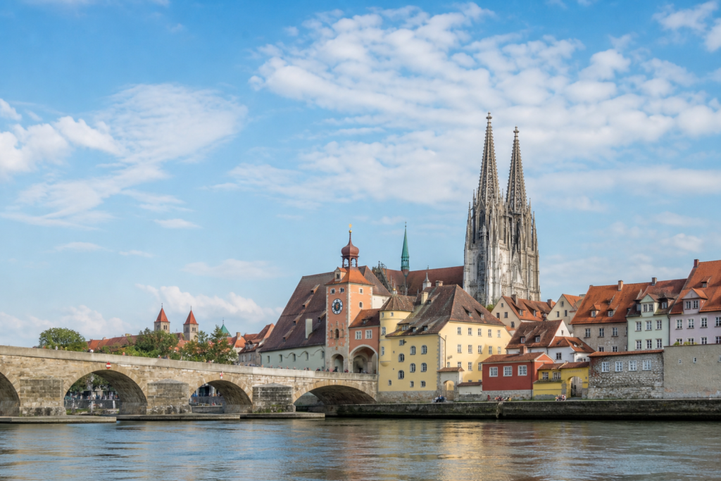 Historic Regensburg Old Town and Stone Bridge in Germany