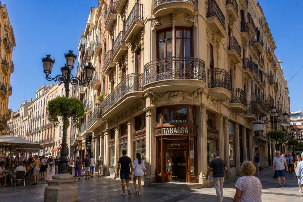 Historic public street in Reus, Catalonia, illustrating the public-space context of Spanish cannabis rules