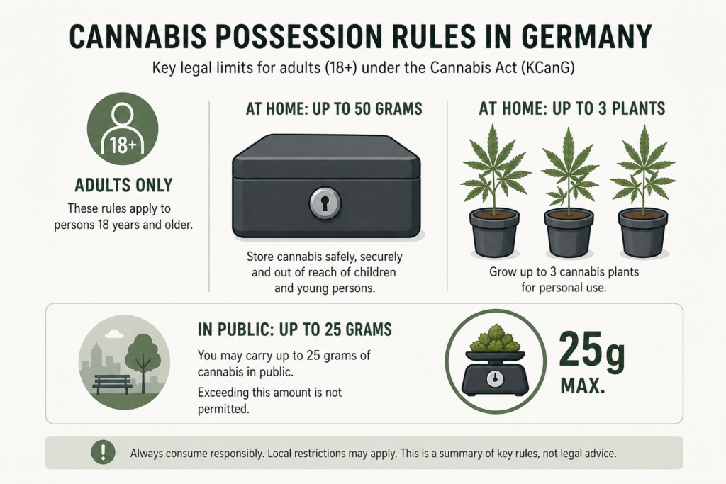 Illustration of Germany’s cannabis possession and home cultivation limits