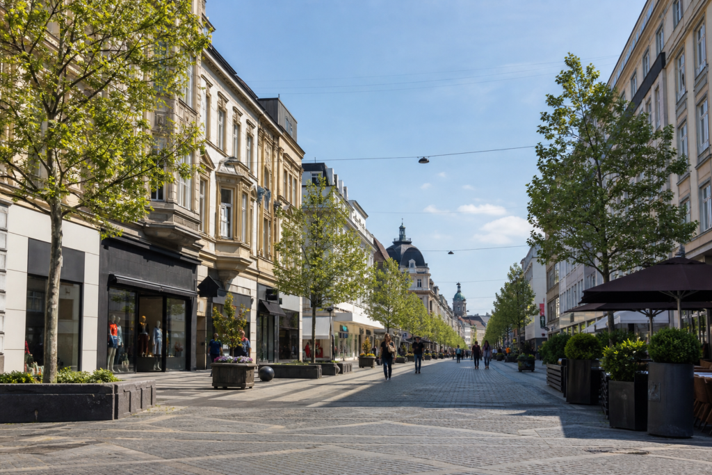 Krefeld city centre in North Rhine-Westphalia, Germany