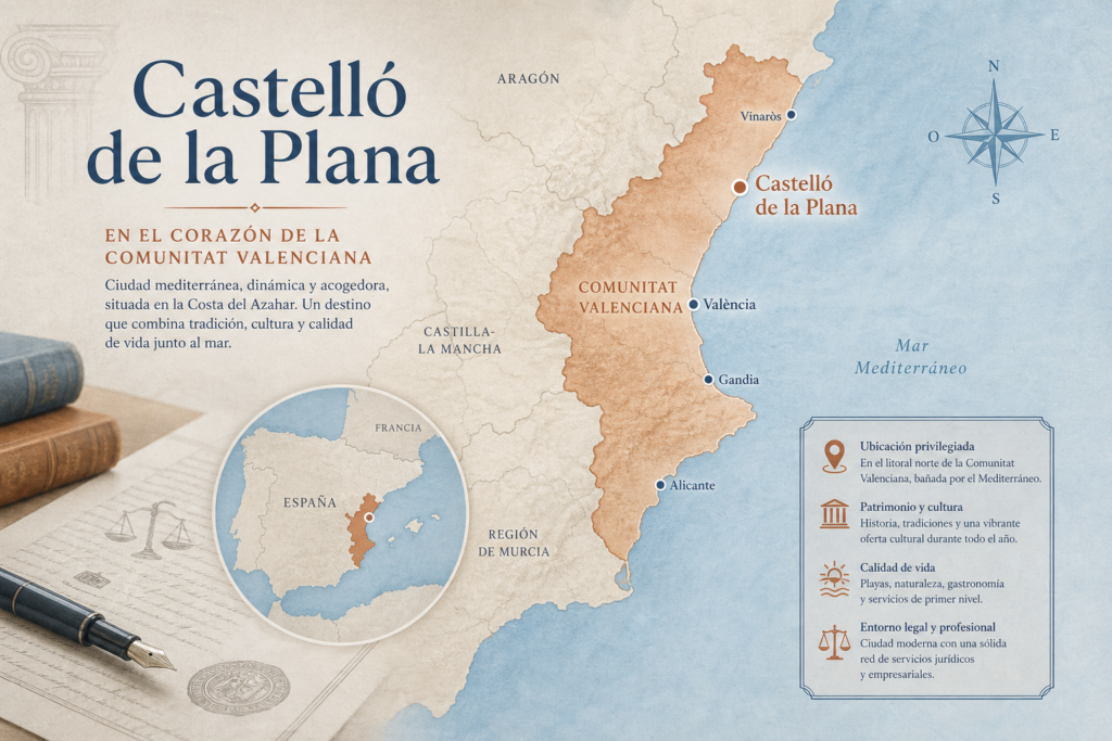 Map highlighting Castelló de la Plana in the Valencian Community