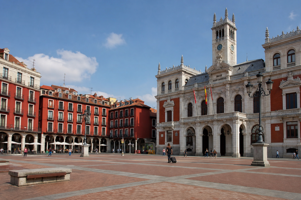 Plaza Mayor in Valladolid, Spain, for an article about cannabis law and travel advice