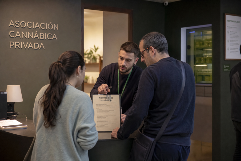 Private association reception illustrating cannabis club membership rules in Spain