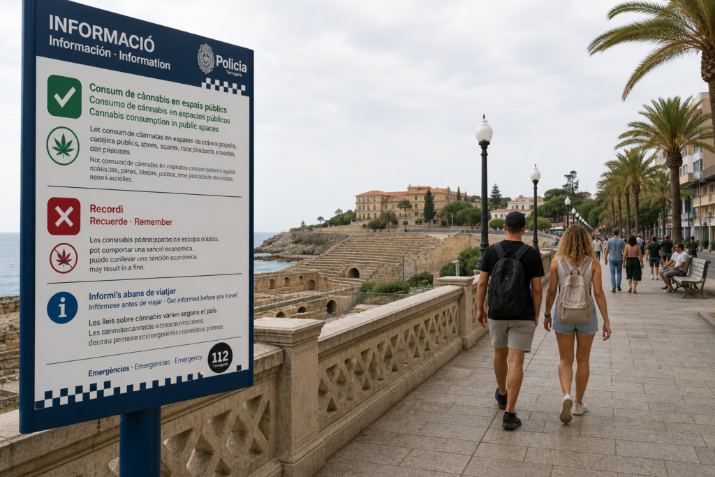 Public promenade and legal information setting in Tarragona, Spain