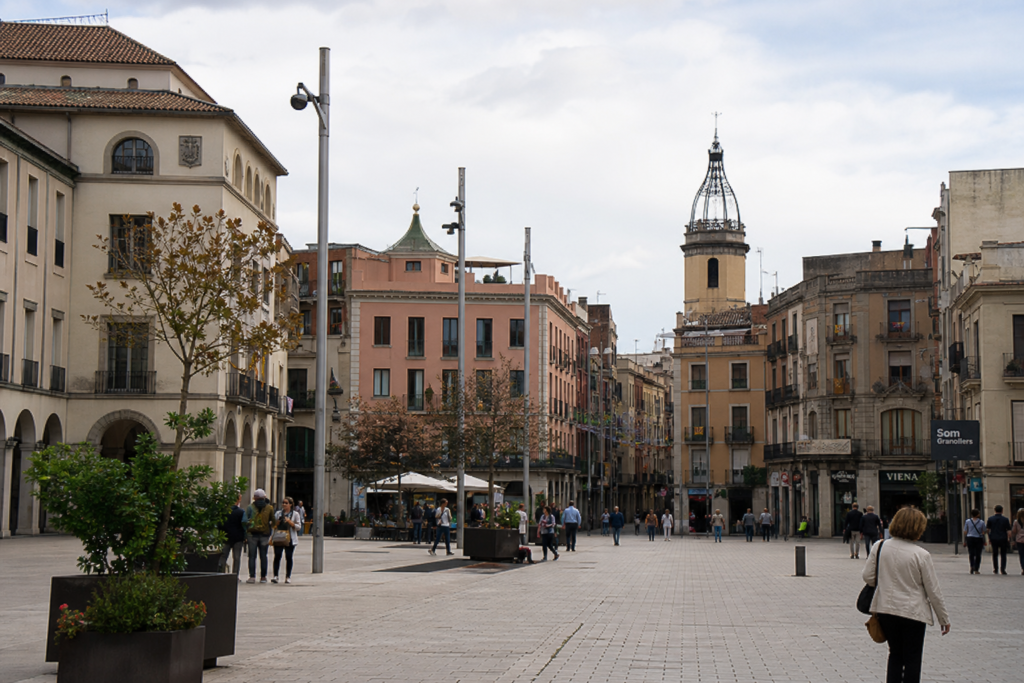 Quiet public square in Granollers, Catalonia, illustrating the local setting for Spanish cannabis law