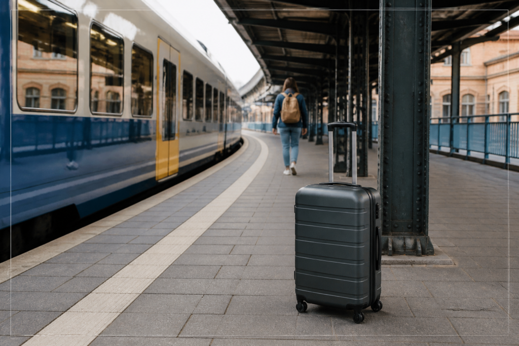 Responsible cannabis travel concept at an Oldenburg train station