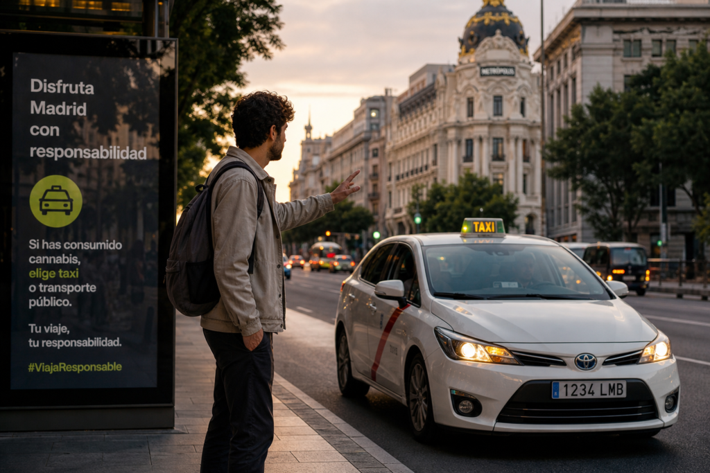 Responsible transport choice near Madrid after cannabis use