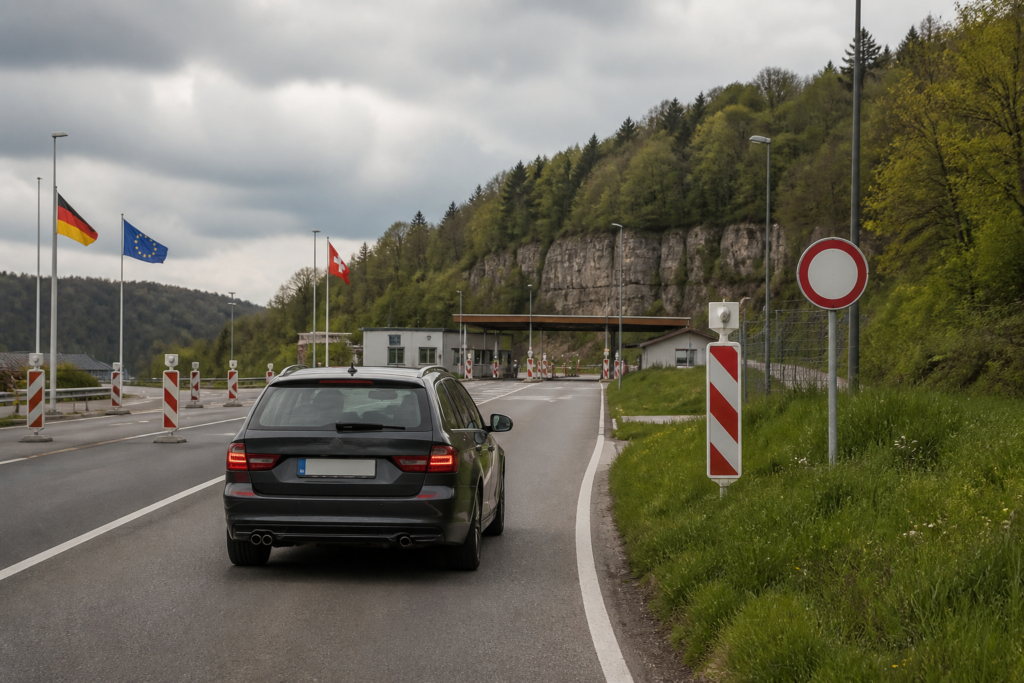Road travel from Heilbronn toward an international border