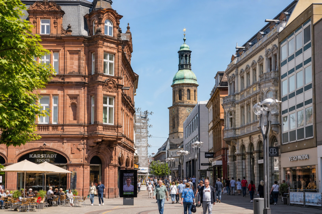Saarbrücken city centre pedestrian street in Germany