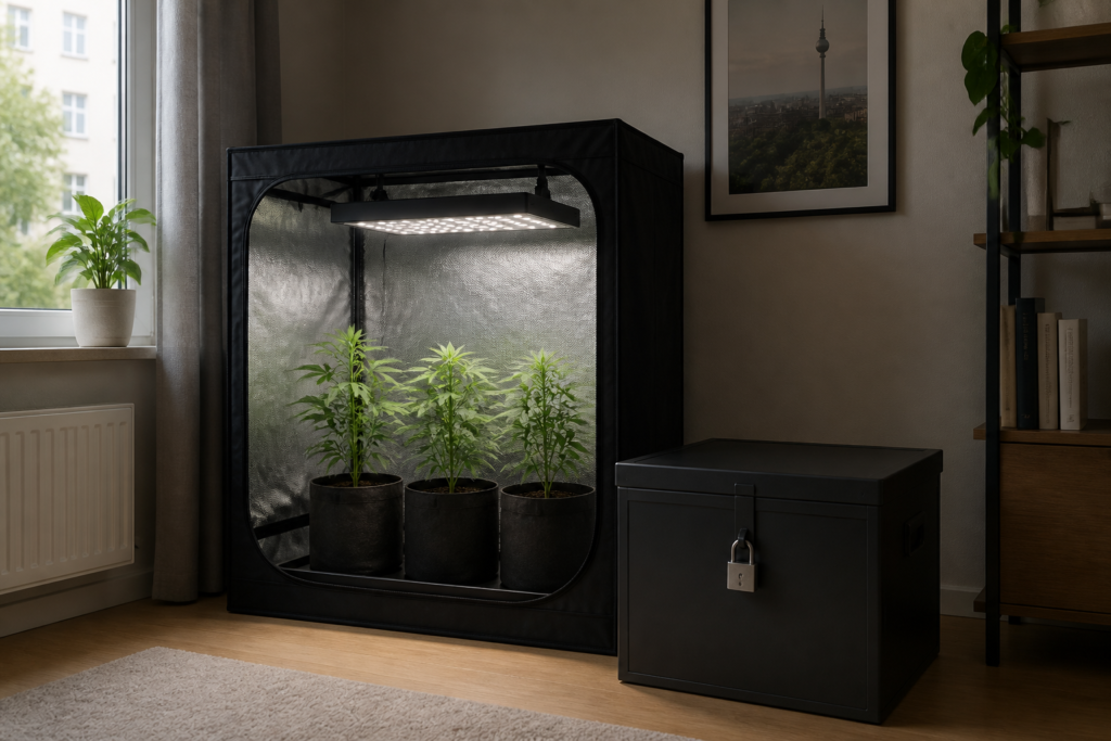 Secure home cannabis cultivation and storage setup under German law