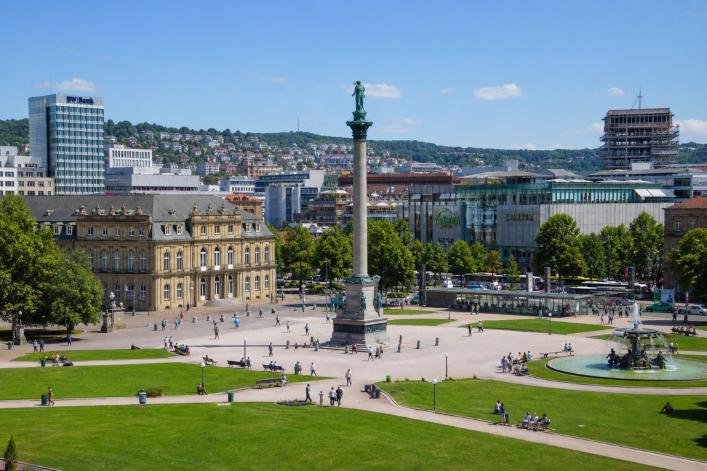 Stuttgart city centre and Schlossplatz, Germany