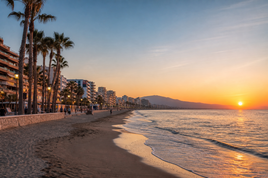 Torremolinos beach and promenade on the Costa del Sol