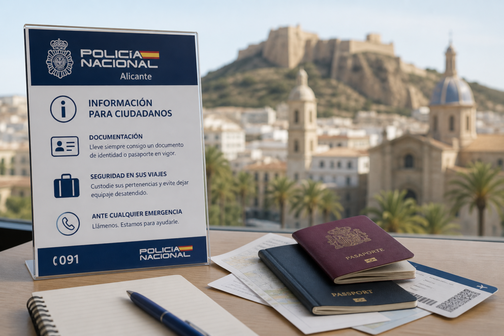 Travel documents and Spanish legal information for visitors to Alicante
