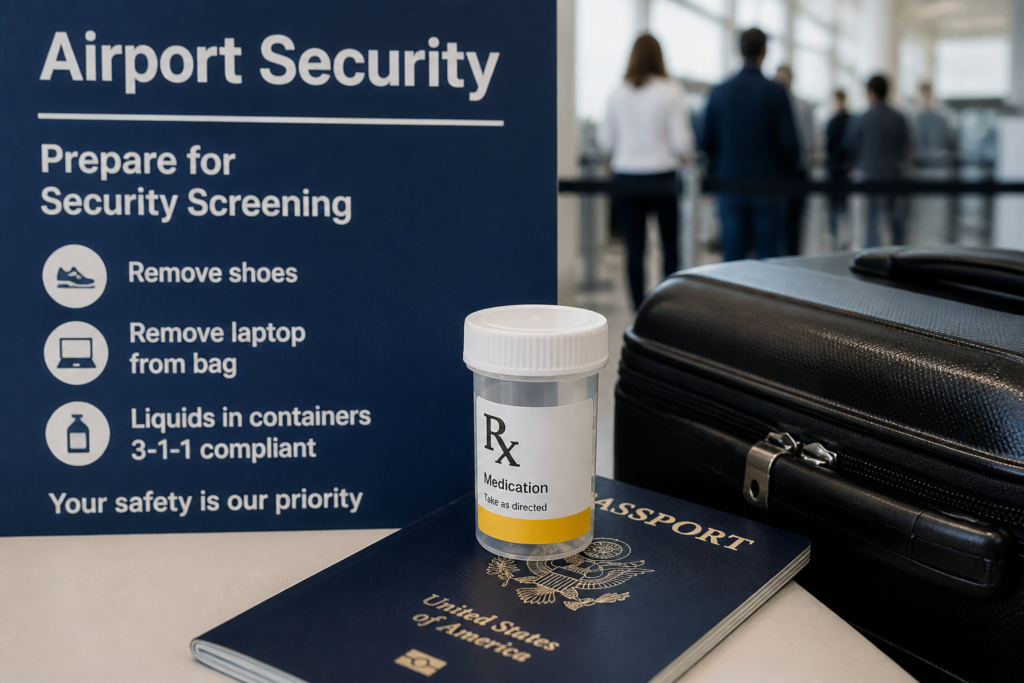 Travel documents and luggage representing the risks of carrying cannabis across borders