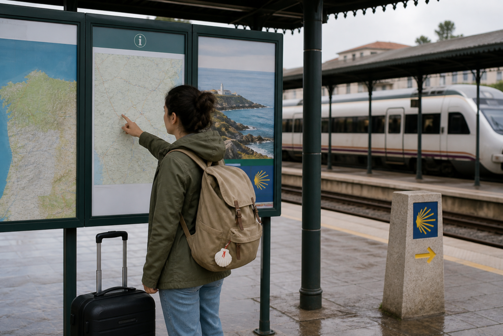 Travel scene in Galicia representing the risks of carrying cannabis on public transport