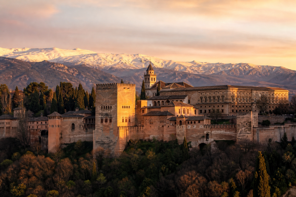 View of the Alhambra and Granada skyline in Spain