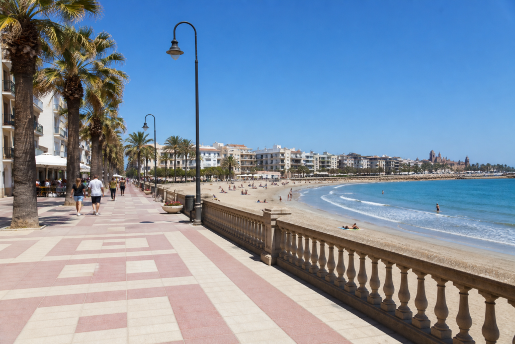 Vilanova i la Geltrú beach and promenade in Catalonia