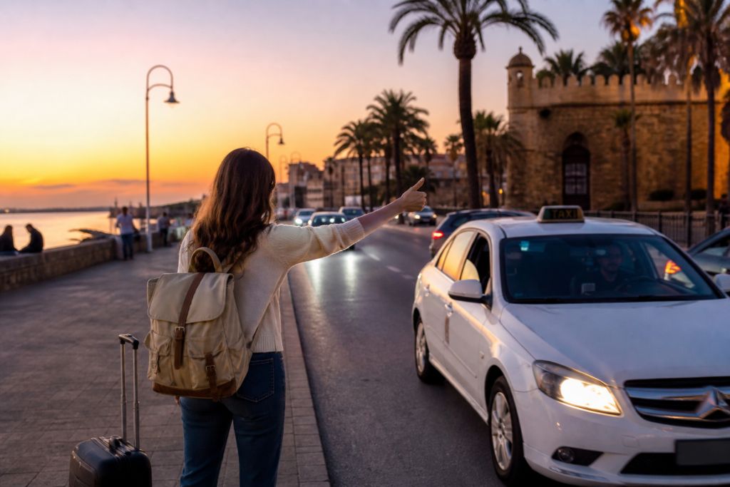 Visitor choosing safe transport in El Puerto de Santa María