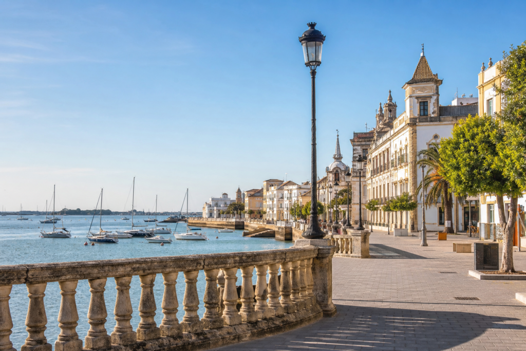 Waterfront promenade and harbour in El Puerto de Santa María, Cádiz