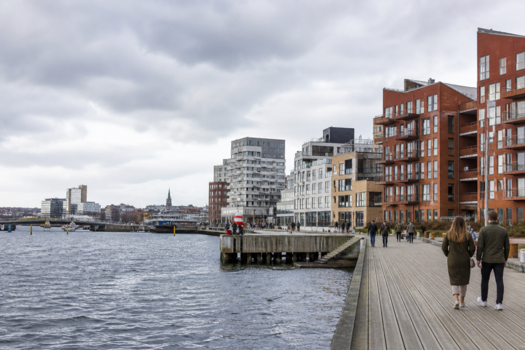 Aalborg waterfront in Denmark beside the Limfjord