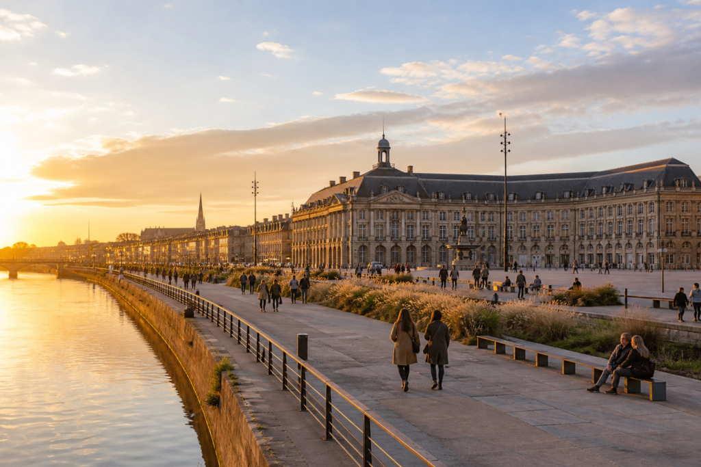 Historic Place de la Bourse and the Garonne riverfront in Bordeaux, France