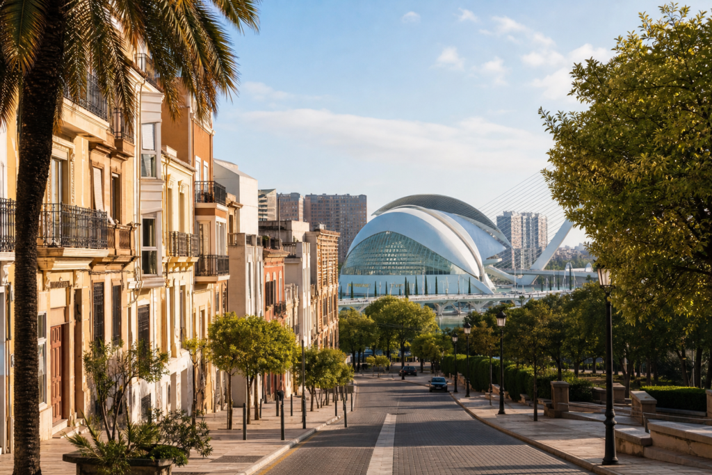 Valencia, Spain, with the City of Arts and Sciences in the background